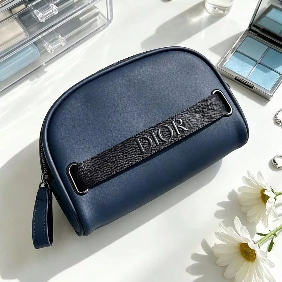 Luxury Bags Dior - Dior Marineblaue Halbmond-Kosmetiktasche mit Großer Kapazität,