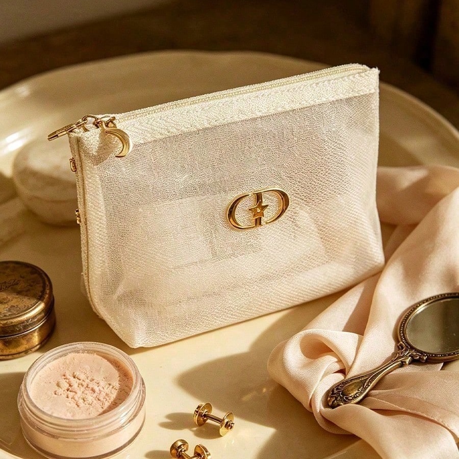Luxury Bags Dior - DIOR Weiße Transparente Netz-Kosmetiktasche Durchsichtige Make-up-Aufbewahrungstasche