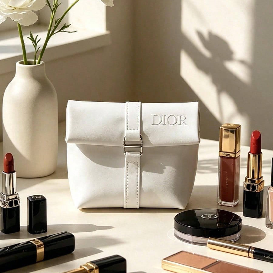 Luxury Bags Dior - Dior's Bag Weiße Kosmetiktasche, luxuriöser, geprägter