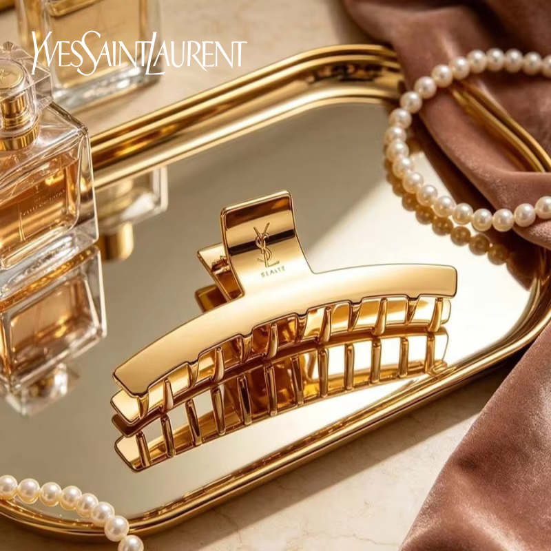 Women Luxury Bags Ysl - YSL Saint Laurent Haarspange aus Goldmetall,